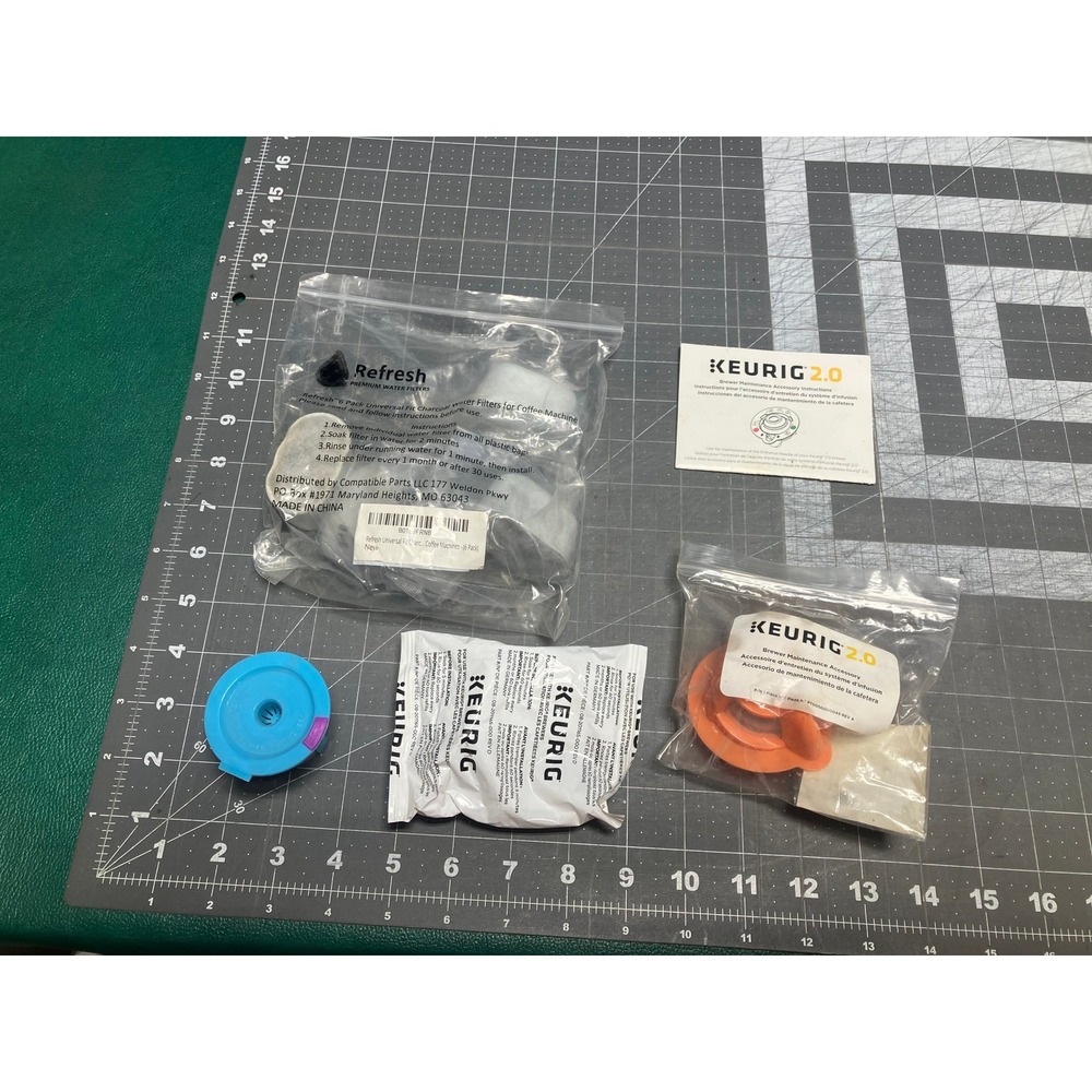 Keurig 2.0 Top Needle Brewer Maintenance 6 Water Filters 1 Blue Filter Pod